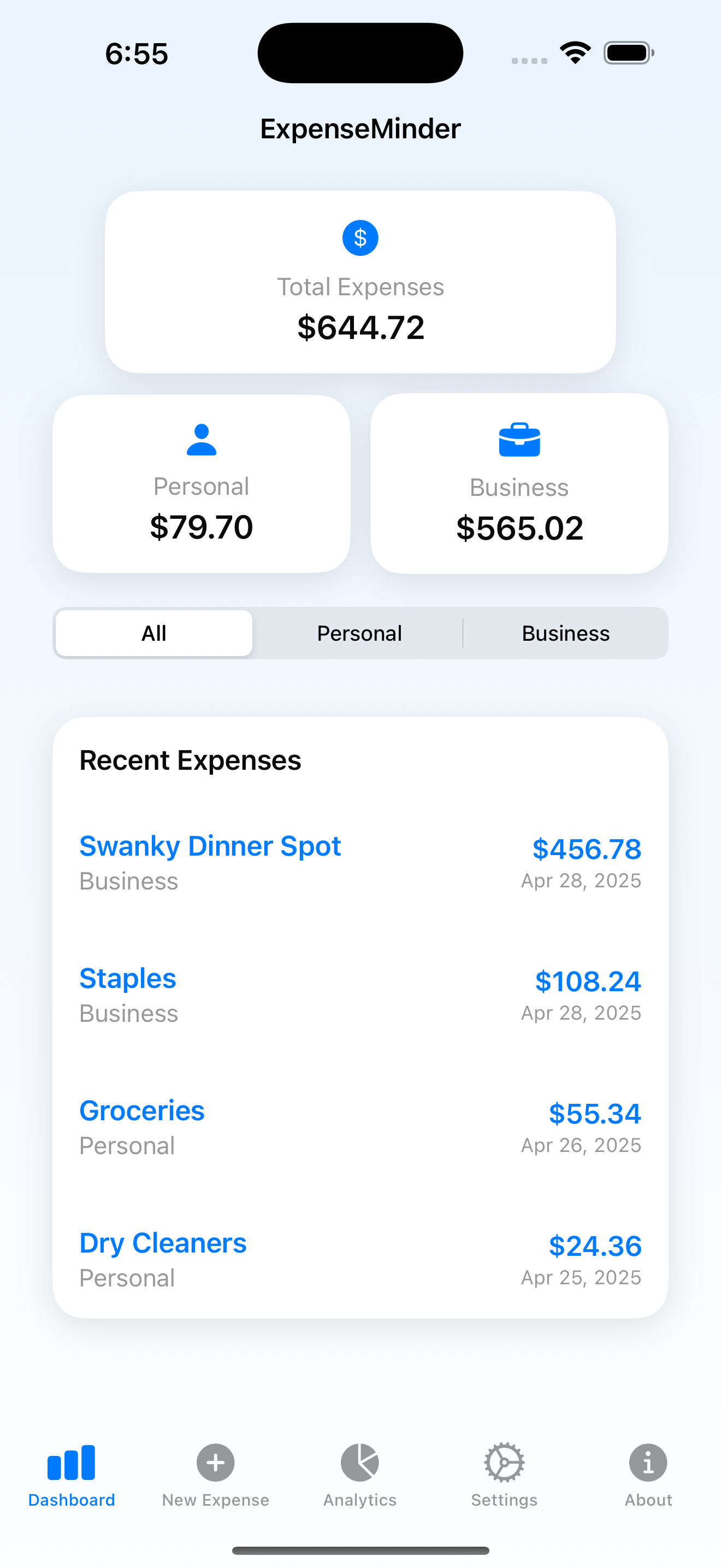 Expense List View